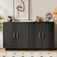 thumbnail image 1 of Paproos Fluted Buffet Cabinet, Wood 55"W Large Sideboard Buffet Cabinet with Storage, Adjustable Shelves, Modern Credenza Cabinet with Doors, Kitchen Sideboard for Dining Room, Living Room, Black, 1 of 10