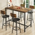 thumbnail image 1 of Paproos Bar Table Set of 5, 5 Piece Counter Height Dining Table and Upholstery Chais Set for Kitchen Patio Breakfast Nook, Dining Room Pub Bistro Table and Bar Stools with Backrest Set, Rustic Brown, 1 of 12