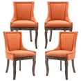 thumbnail image 1 of Paproos Dining chairs Set of 4, Upholstered Dining Room Chair with Solid Wood Legs and Bronze-Nail Head, Modern Kitchen Chair with Thick Fabric, Side Dining Chair for Home, Dining Room, Orange, 1 of 10