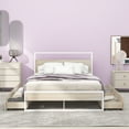 thumbnail image 1 of Paproos Full Bed Frame with 4 Storage Drawers, New Upgraded Metal Platform Bed with Sockets and USB Ports, Full Size Bed with Headboard and Footboard, No Box Spring Needed, 440lbs Capacity, White, 1 of 11