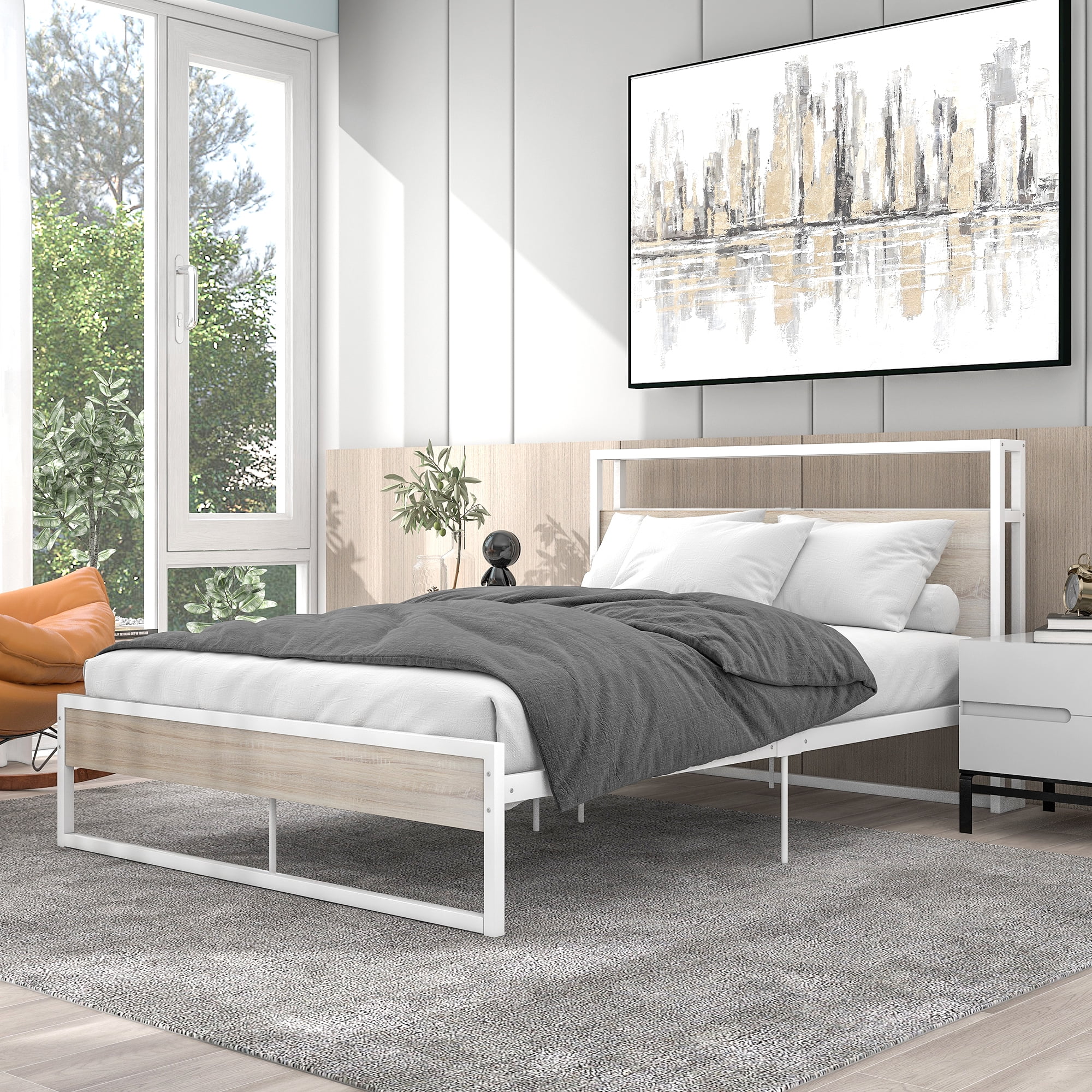 Paproos Full Size Bed Frame with Headboard and Footboard, Metal ...