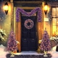 thumbnail image 1 of PAPROOS Pre-lit Christmas Decoration 4-Piece Set, Prelit Artificial Entrance Trees Set of 2, Wreath and Garlands, LEDs Lights with 8 Lighting Mode&Timer, Festival Fireplace Entryway Decor, Purple, 1 of 11