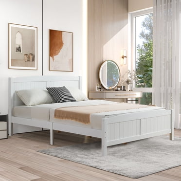 SERWALL Queen Bed Frame, Black Upholstered Platform for Adults & Kids ...