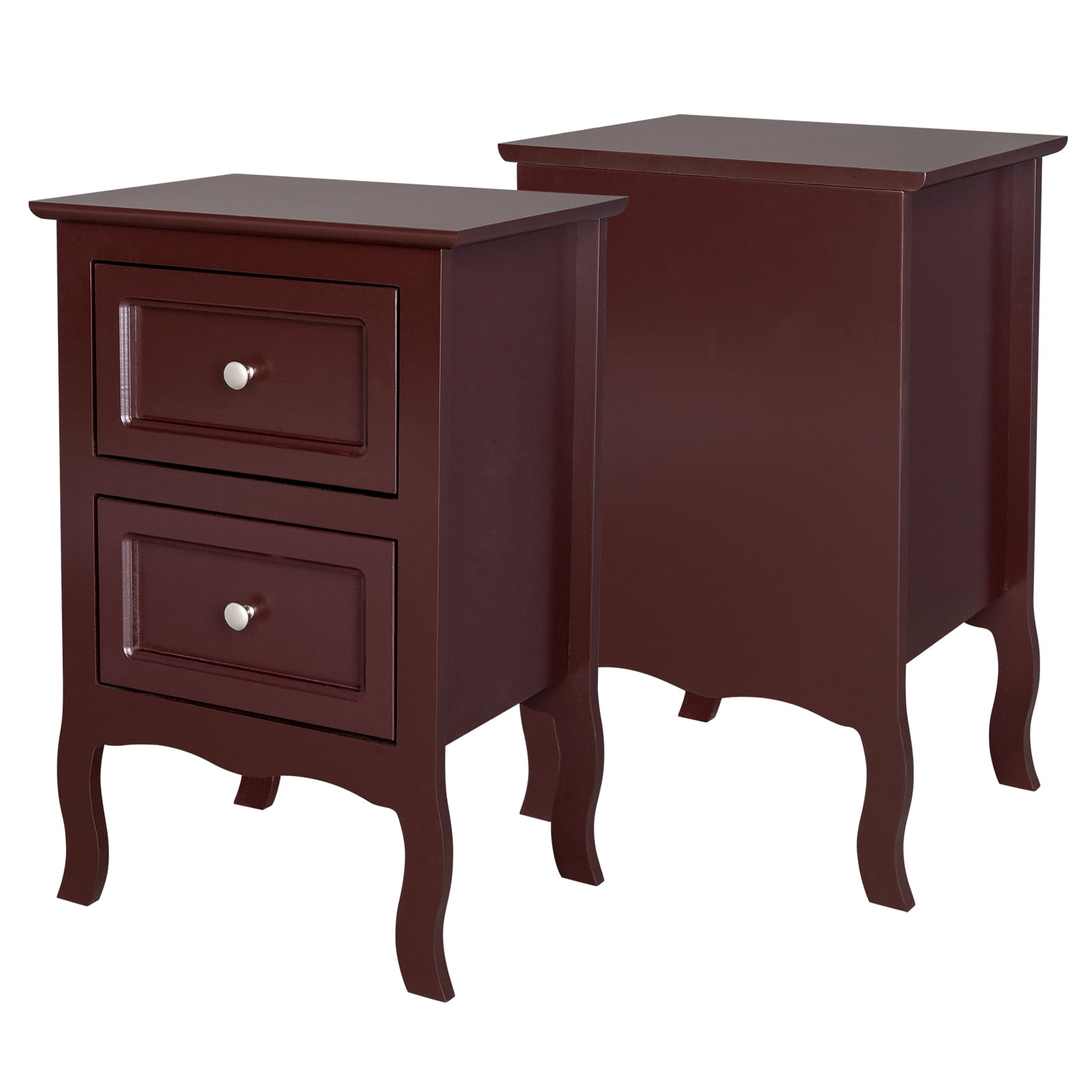 Paproos Set of 2 Nightstands, Country Style Night Stand with 2 Storage