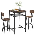 thumbnail image 1 of PAPROOS Square Bar Table Set for 2, 3 Pcs Pub Bistro Table and Stools with Backrest Set, Industrial Counter Height Dining Table and Chairs Set for Kitchen Breakfast Nook Balcony, Brown, 1 of 8