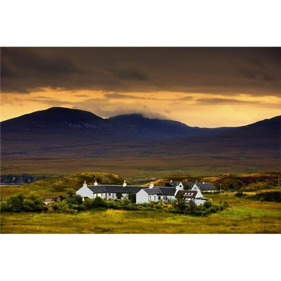 Paps Of Jura Jura Scotland; Houses With Mountain Backdrop Poster Print