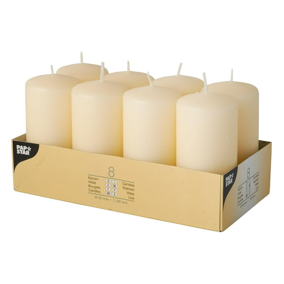 Papstar Pillar Candles  50X 100mm, Pack of 8 Single