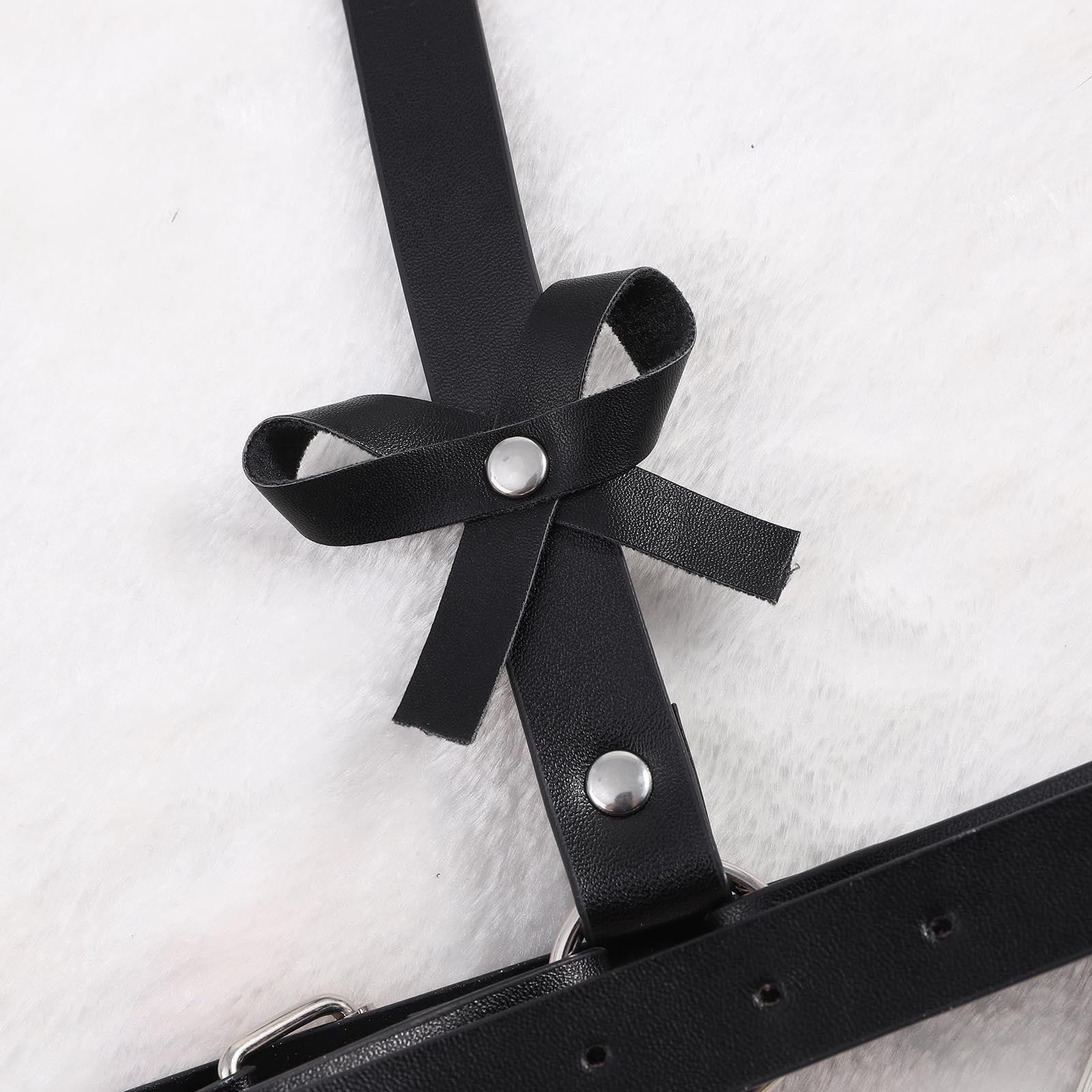 Paptzroi Ladies Punk Leather Underwear Thigh Belt Black Belt plus Size