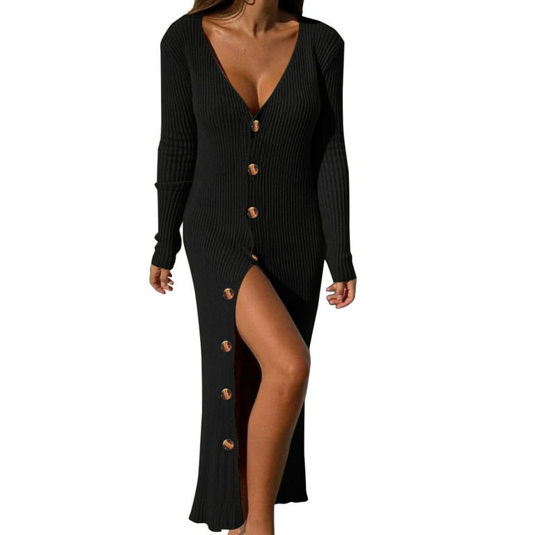 V-Neck Long-Sleeved Button-Knit Sweater V-Neck Long-Sleeved Button-Knit Sweater