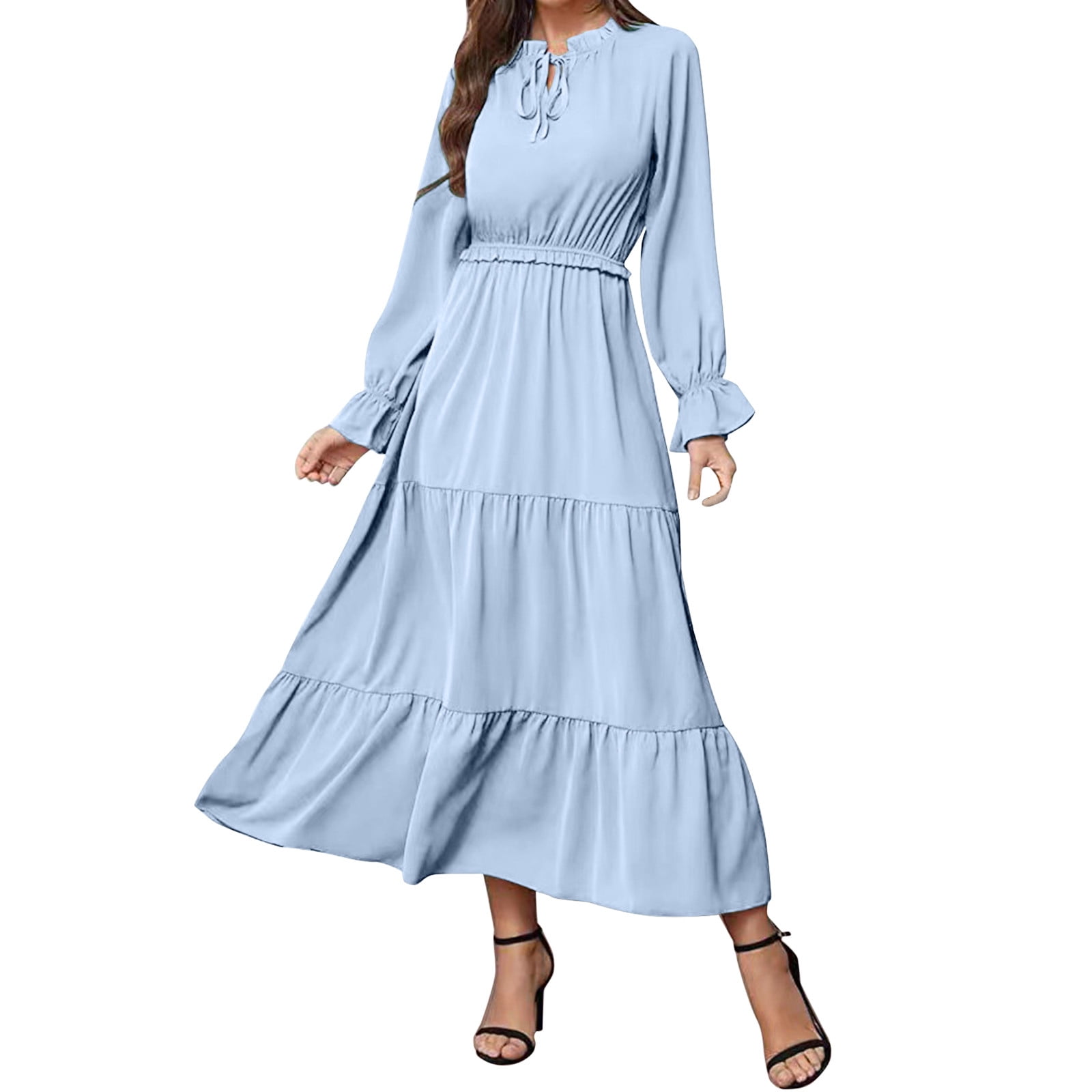 Paptzroi Women's Solid Color Long Sleeve Lace Up European And American