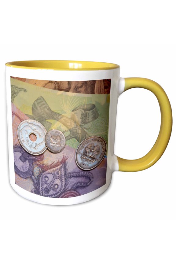, Papua New Guinea. Village of Vanimo. Colorful Png Money., 11oz Two-tone Yellow Mug