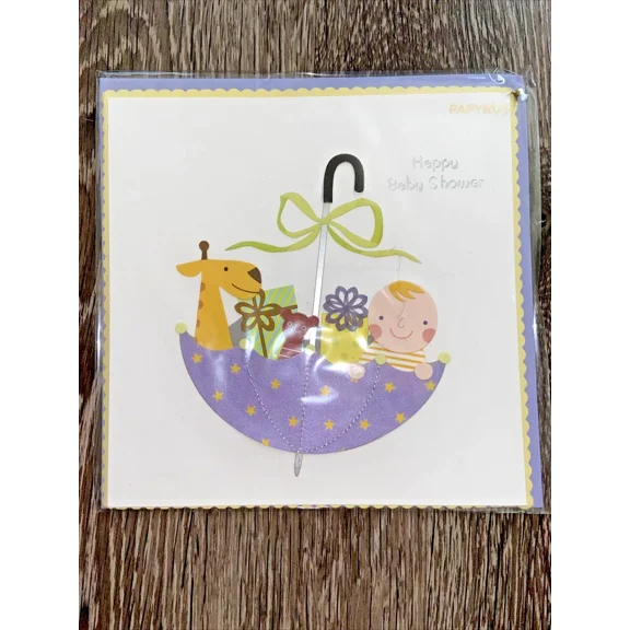 Papyrus Baby Shower Card - Baby In Umbrella
