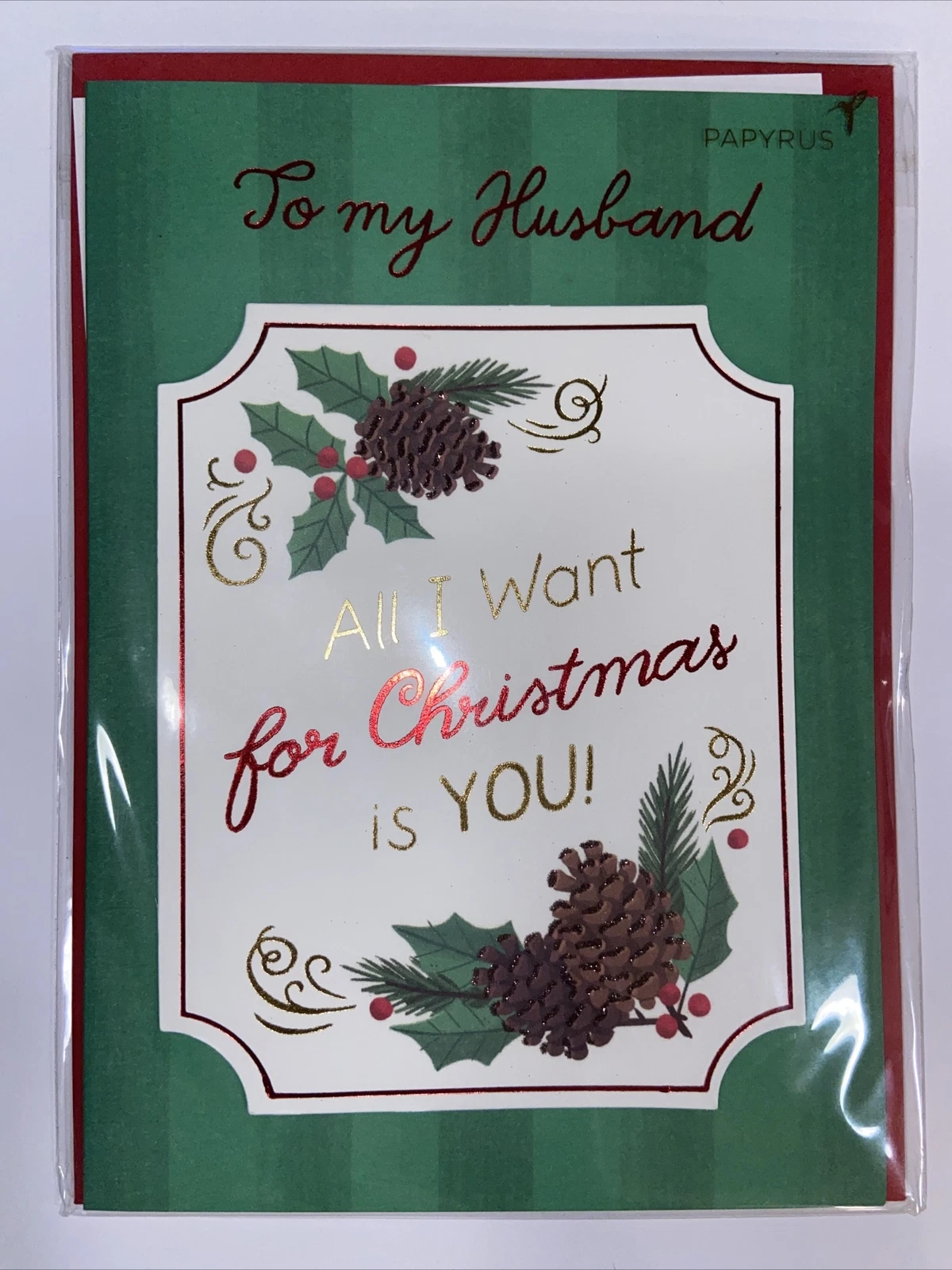 Papyrus Christmas Card - To My Husband Pinecones
