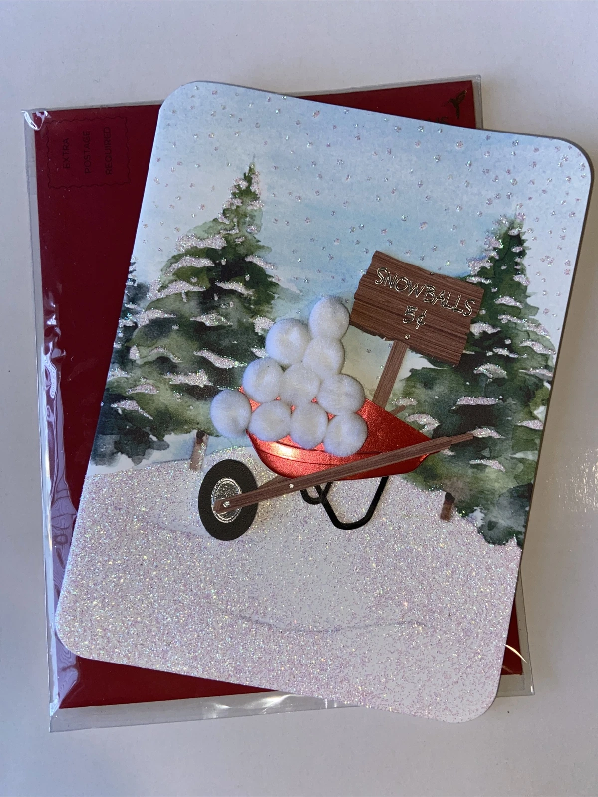 Papyrus Christmas Greeting Card - Snowballs In A Wheel Barrel