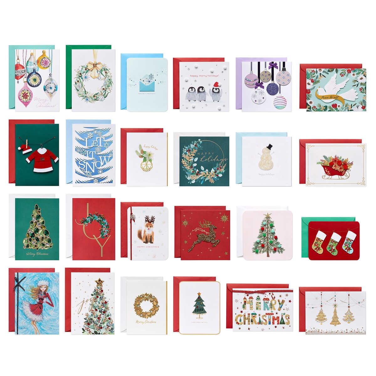 Papyrus Hand Crafted Greeting Cards Holiday Card Collection - 24 Count
