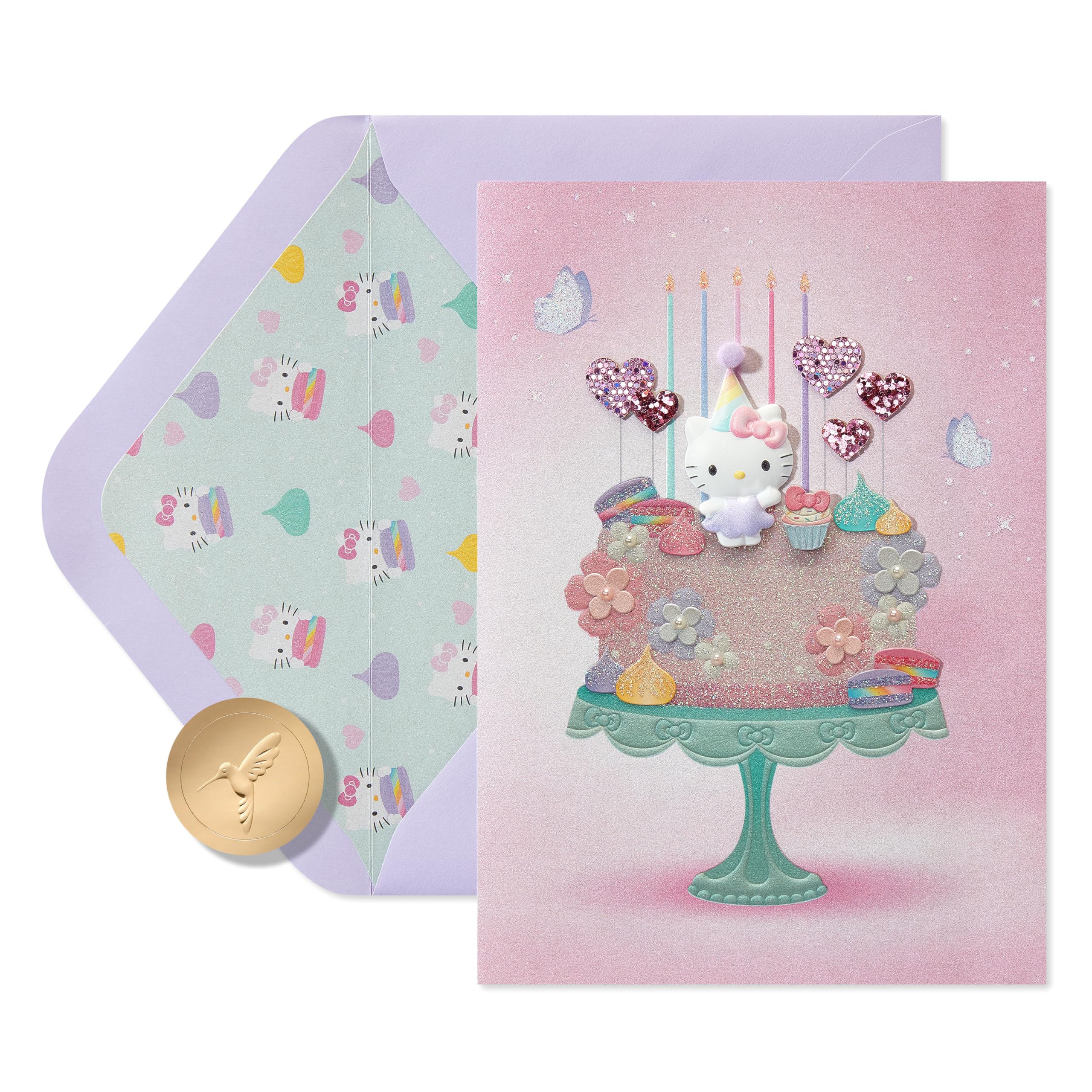 Papyrus Hello Kitty Babyparty-Glückwunschkarte, Mit Filz-Applikation, Für Mädchen, 17,8x17,8 Cm
