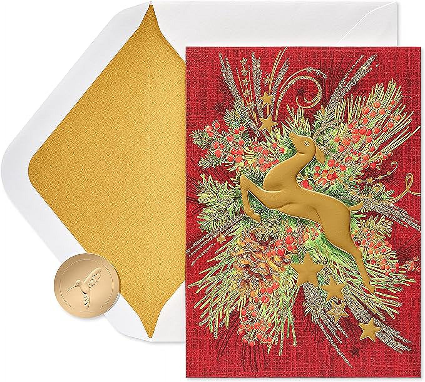 Papyrus Holiday Cards Boxed with Envelopes, Warm Wishes, Gold Reindeer