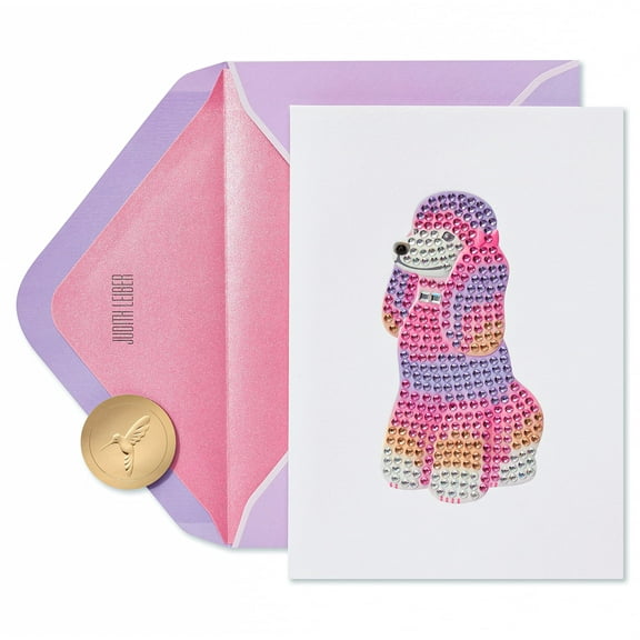 Papyrus Judith Leiber Gemmed Ombre Poodle Blank Card
