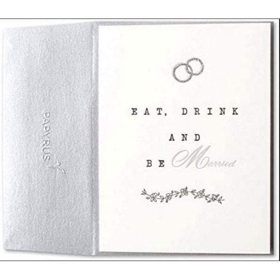 Papyrus Letterpress Wedding Greeting Card And Envelope; Eat, Drink, Be Married
