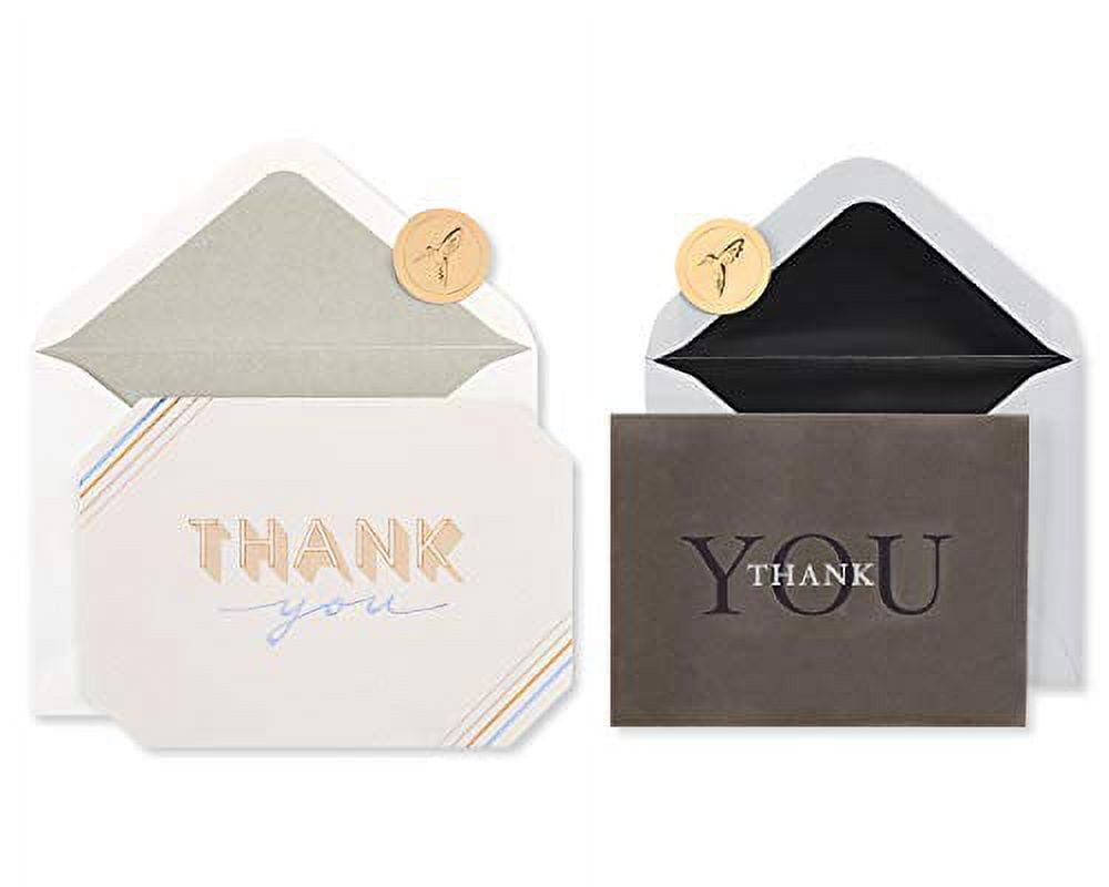 Papyrus Thank You Cards with Envelopes, Gold Border (16-Count) 