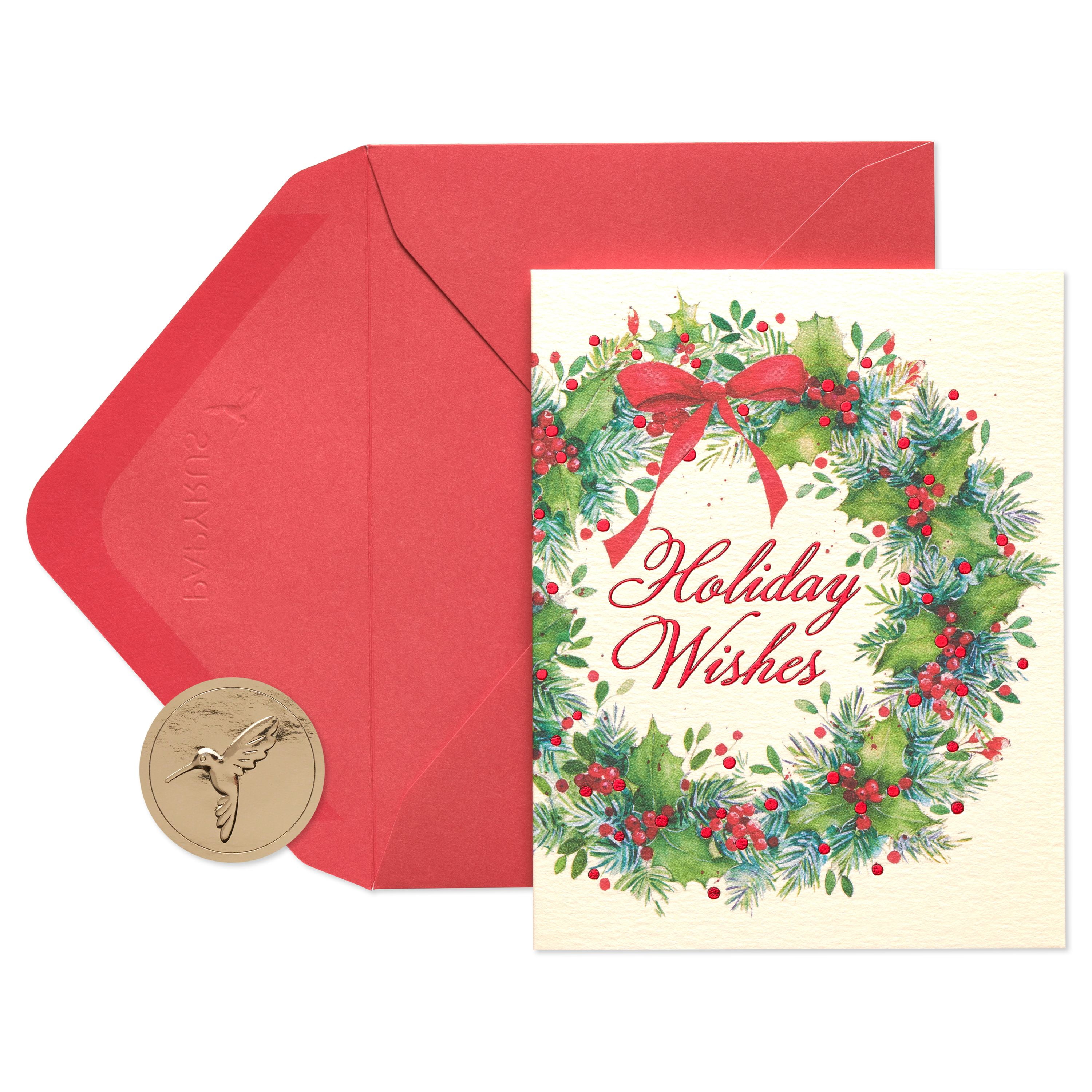 Papyrus Wreath Boxed Holiday Cards, 20Count