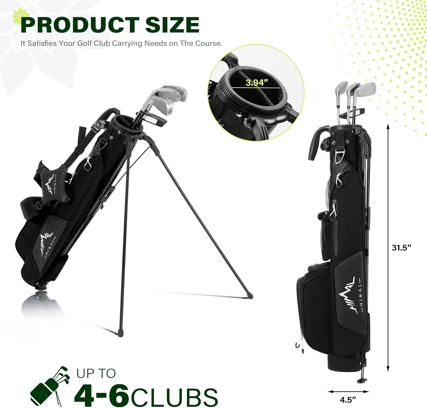 Par 3 Golf Bag Small Lightweight with Dual Shoulder Straps – Pitch n Putt Golf Bag Easy to Carry and  for Men/Women– 31.5 inches Tall