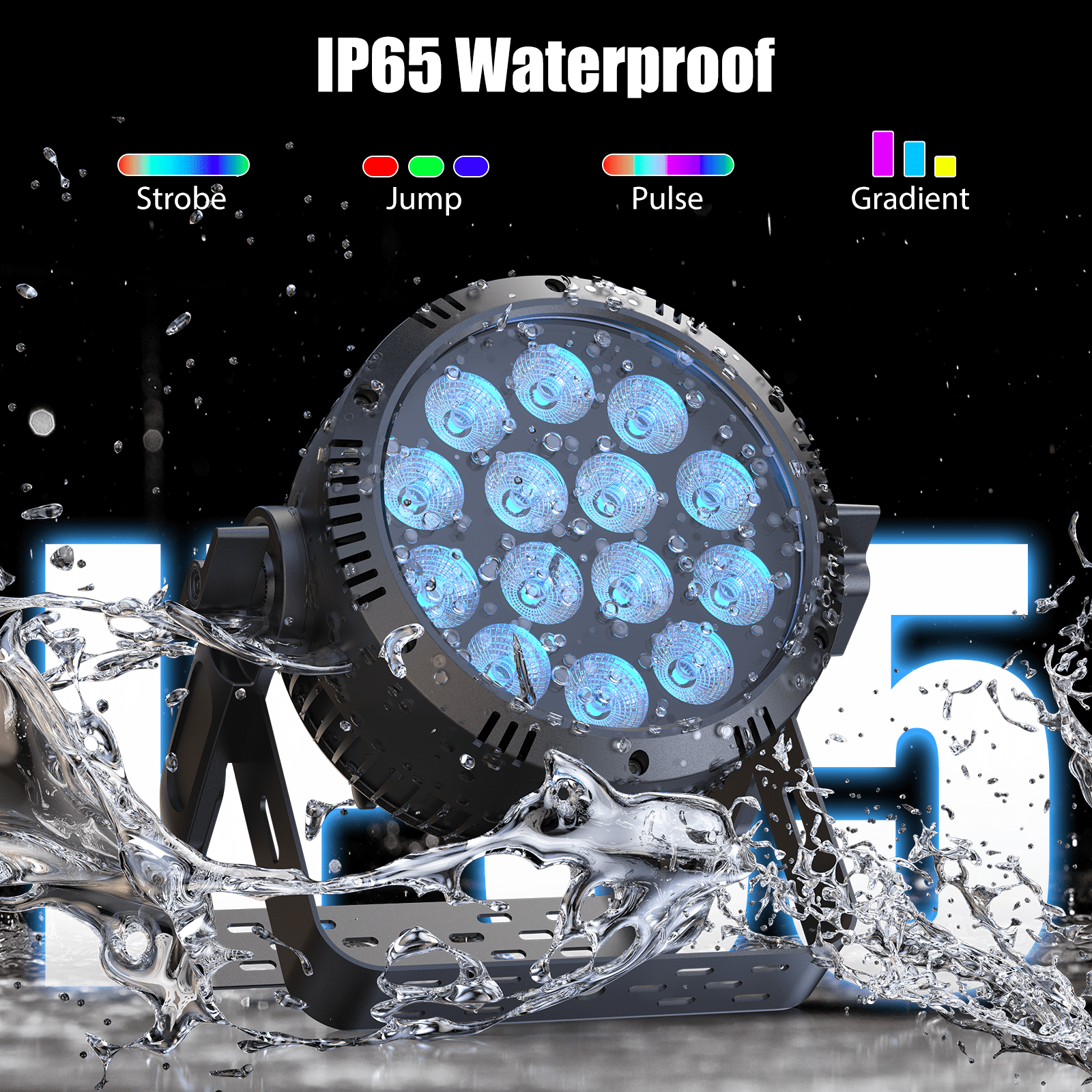 Par Light IP65 Waterproof 14PCS RGBW 4-IN-1 LED Lighting Outdoor Stage Light DMX Party Strobe Effect DJ Light for Church Night Disco Club Wedding