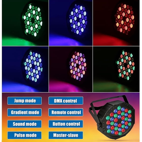 Par Lights Stage Lights Uplights LED RGB Lighting DMX512 Sound Activation Multiple Lighting Modes Party Light for DJ, Disco, Stage, Wedding - 4 Packs