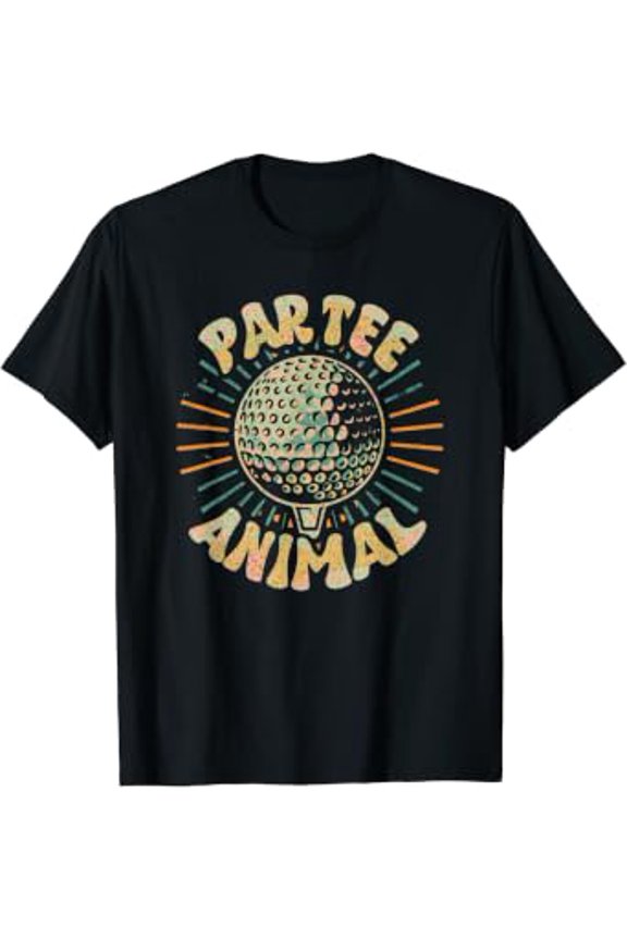 Par-Tee Animal Funny Golf Golfer Let'S Par Tee Time Dad Papa T-Shirt