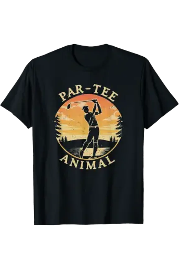 Par-Tee Animal Funny Golf Golfer Let'S Par Tee Time Dad Papa T-Shirt