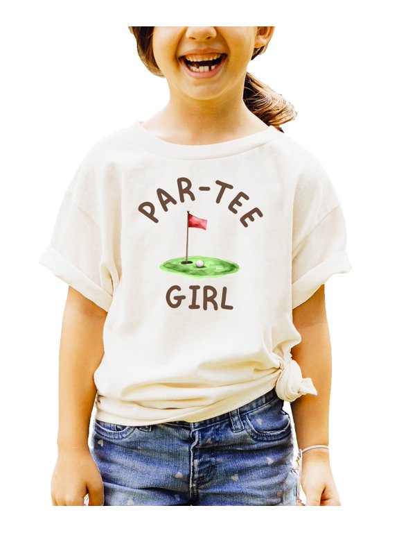 Par-Tee Girl Shirt for Kids & Toddlers Golf Birthday Graphic Tee for Girls Natural Shirt 18 Months
