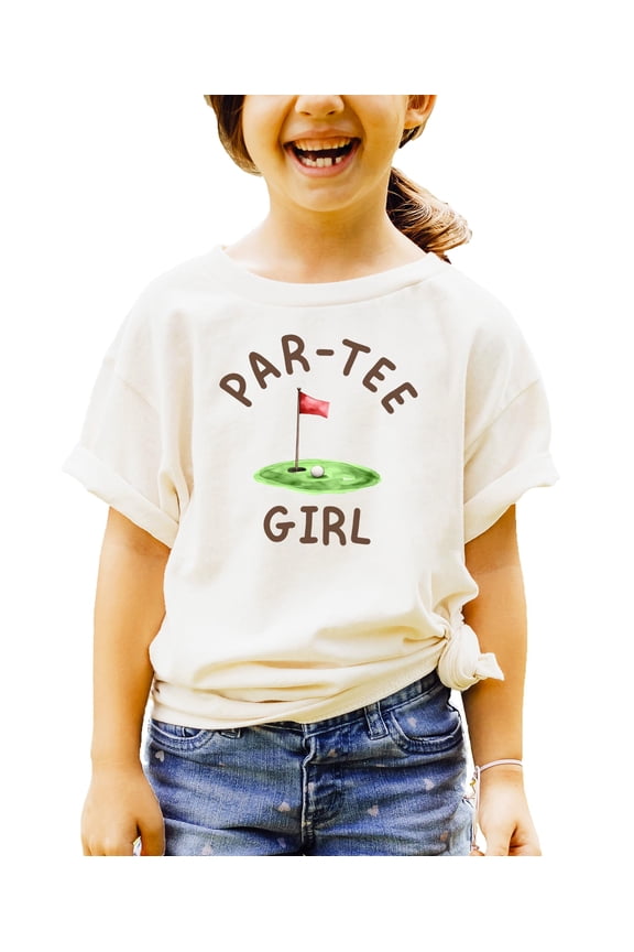 Par-Tee Girl Shirt for Kids & Toddlers Golf Birthday Graphic Tee for Girls Natural Shirt 18 Months