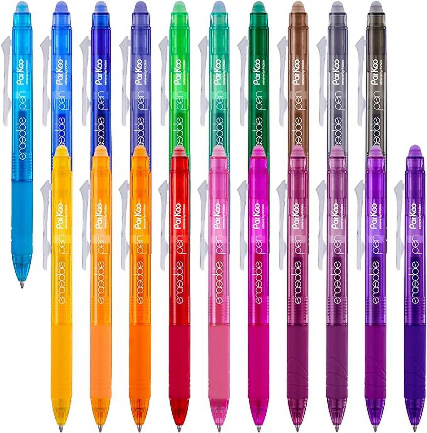 ParKoo Retractable Erasable Gel Pens Clicker Fine Point 0.7 mm, No Need