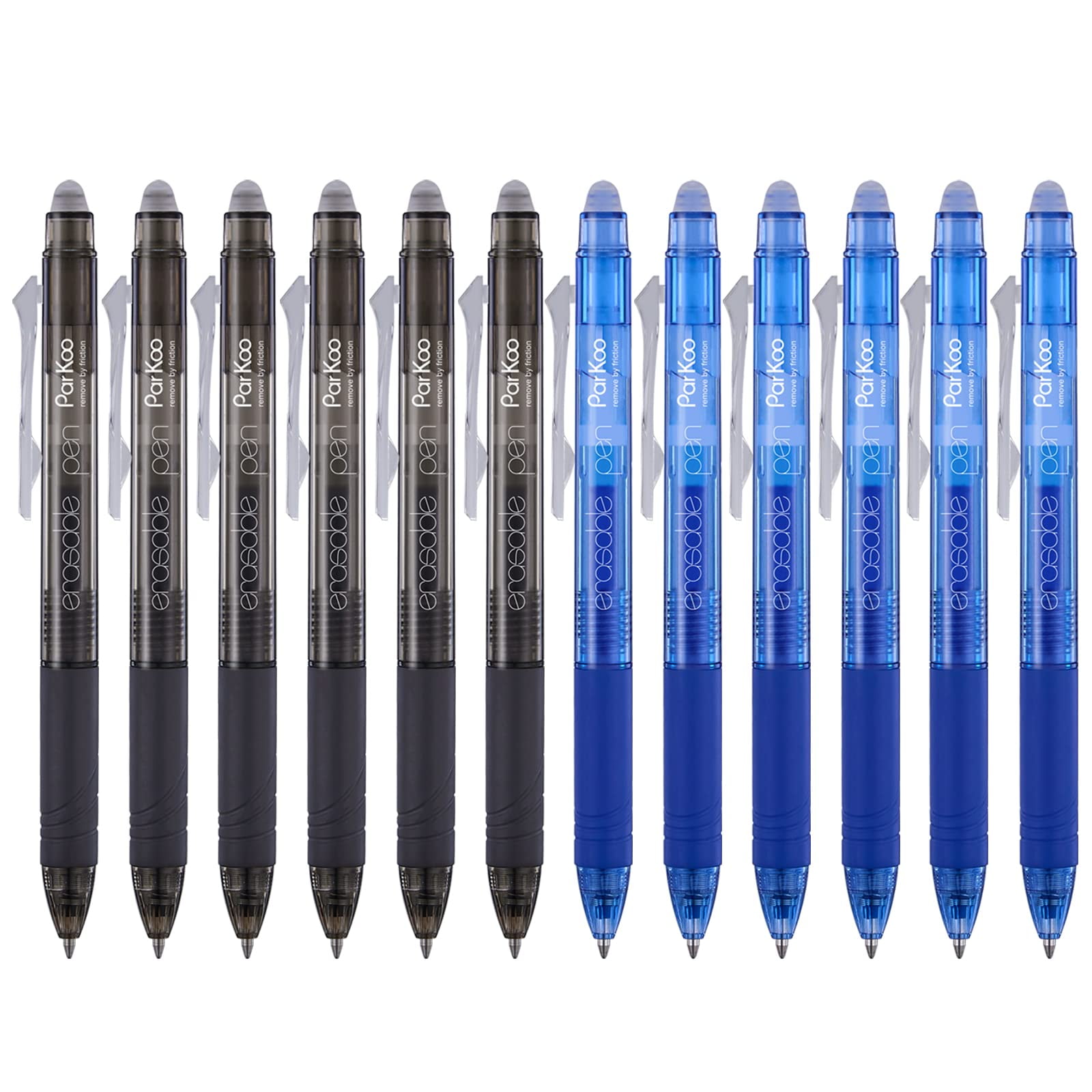 ParKoo Retractable Erasable Gel Pens Clicker Fine Point 0.7 mm, No Need