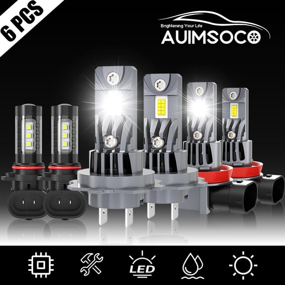 Para For Hyundai Tiburon 2007 2008 - Faros LED Hi-Lo+Bombillas de luz antiniebla Lmparas De Alta Potencia Reemplazo De Halgeno