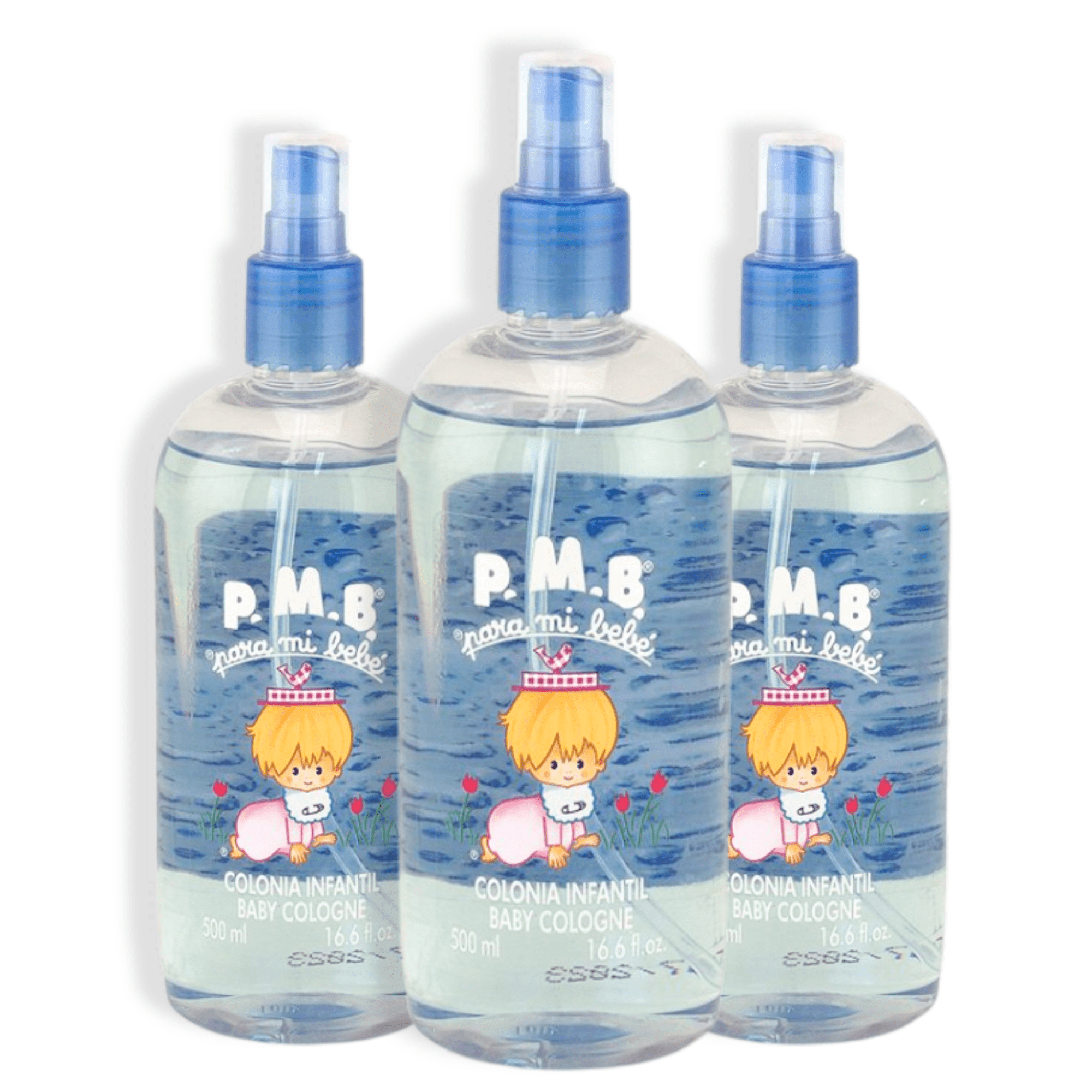 Para Mi Bebe Blue Cologne Spray for Boys, Gentle & Fresh, 16.6 fl oz (3-Pack)