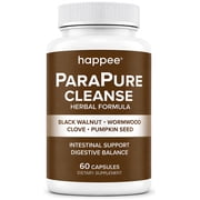 Happee Parasite Cleanse for Humans   Herbal Gut Detox with Wormwood & Black Walnut - 60 Capsules