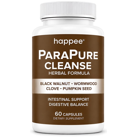 Happee Parasite Cleanse for Humans Herbal Gut Detox with Wormwood & Black Walnut - 60 Capsules