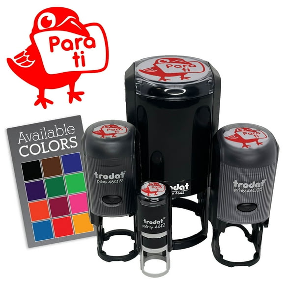 Para Ti Spanish Bird Crow For You Letter Raven Teacher Stamp Self-Inking Rubber Stamp for Stamping Ink Stamper Crafting Planners - 1/2 Inch Mini - Black Ink