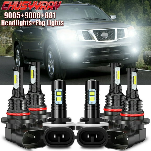 Para for Nissan Armada 5.6L V8 2005-2010 LED Faros High/Low + Luces Antiniebla 6x