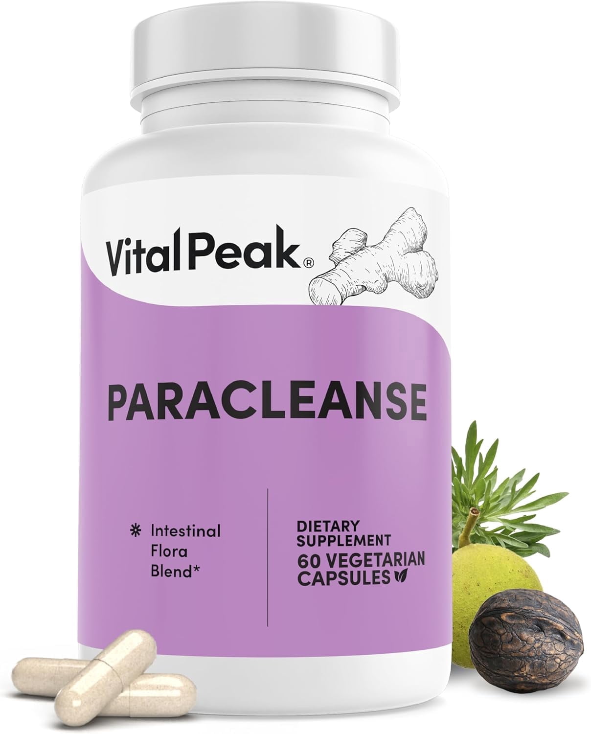 ParaCleanse - Gut Cleanse & Digestive Health Supplements - with Olive Leaf Extract, Papaya, Turmeric, Black Walnut Hull, Sweet Wormwood & More - Vegan, Non GMO, Gluten Free - 60 Capsules