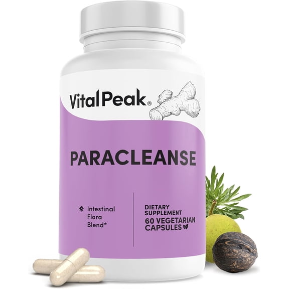 ParaCleanse - Gut Cleanse & Digestive Health Supplements - with Olive Leaf Extract, Papaya, Turmeric, Black Walnut Hull, Sweet Wormwood & More - Vegan, Non GMO, Gluten Free - 60 Capsules