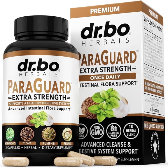ParaGuard Cleanse Detox Digestive Gut Health, Black Walnut, Wormwood, Oregano, 30 Capsules
