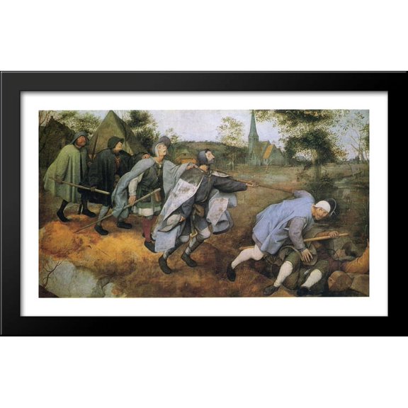 Parable of the Blind 40x24 Large Black Wood Framed Print Art by Pieter Bruegel the Elder