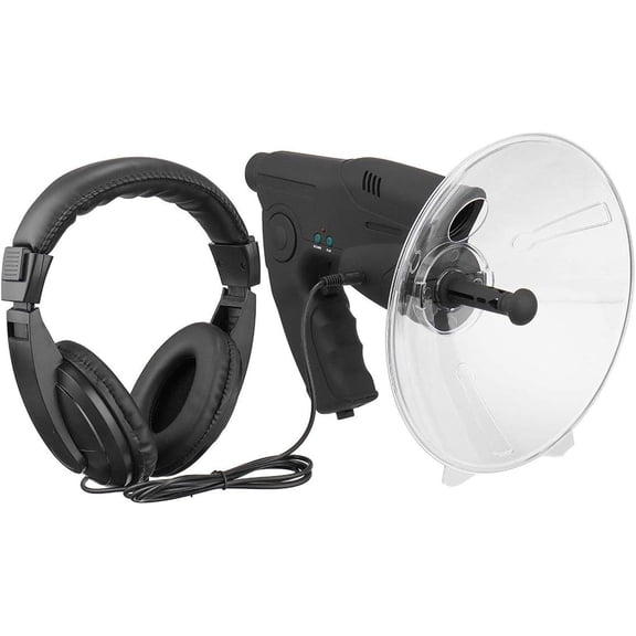 Parabolic Dish Directional Microphone 8X Monocular Long Distance Hearing Tool With Headphones Bird Watching