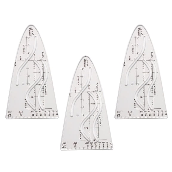 Parabolic Stencil Cosine Ruler with Ergonomic Grip for Technical Drafting & Calculus Studies, Geometry Tool