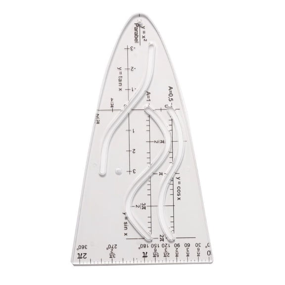 Parabolic Template Math Parabolic Stencil Cosine Ruler for Mathematical Functions, Parabola Ruler for Teacher, Student