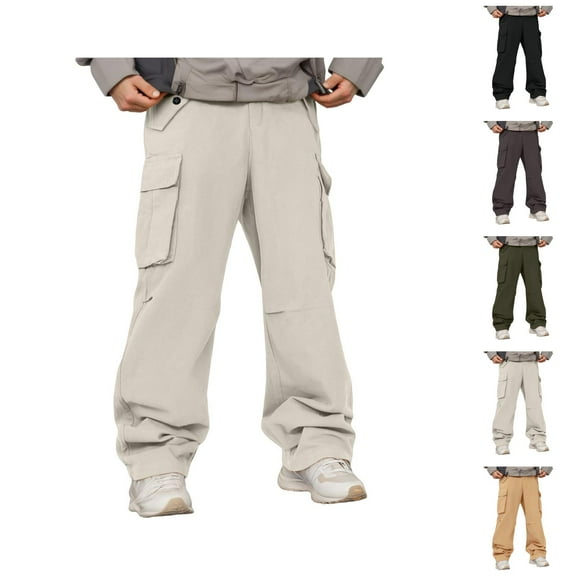 Parachute Cargo Pants for Men 2025 Casual Elastic Waist Drawstring Baggy Cargo Sweatpants with Pockets Mens Trousers