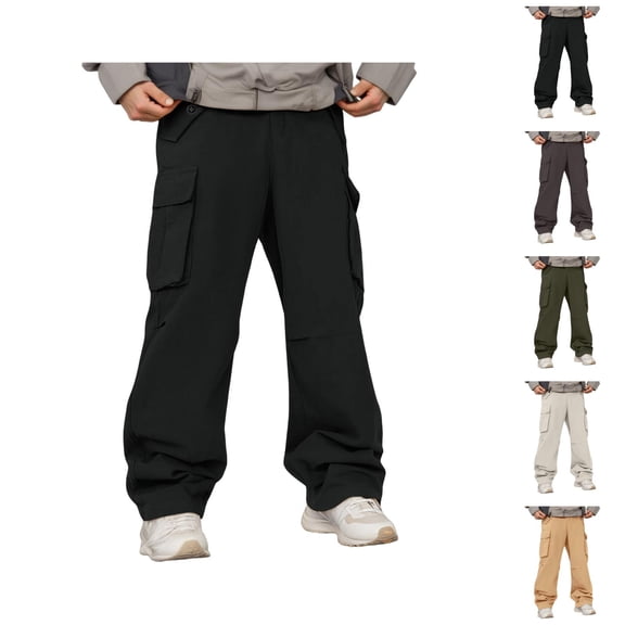 Parachute Cargo Pants for Men 2025 Casual Elastic Waist Drawstring Baggy Cargo Sweatpants with Pockets Mens Trousers