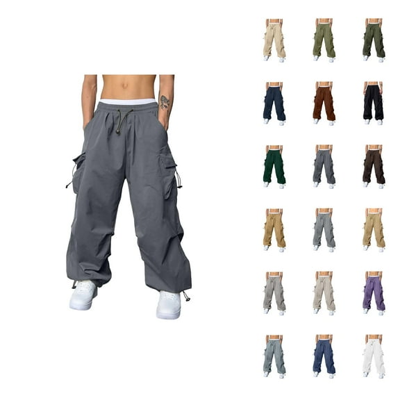 Parachute Cargo Pants for Men 2025 Elastic Waist Drawstring Baggy Cargo Sweatpants with Pockets Mens Trousers